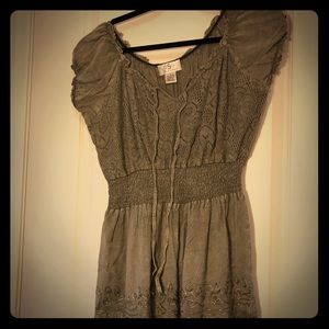 Army Green Lace Peasant Dress